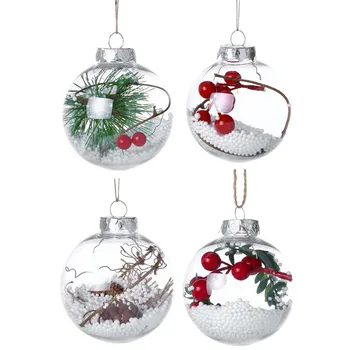 

Besegad 4pcs Xmas Pendant Clear Hanging Ball Christmas Tree Drop Ornaments Decorations Supplies Assorted Random Styles
