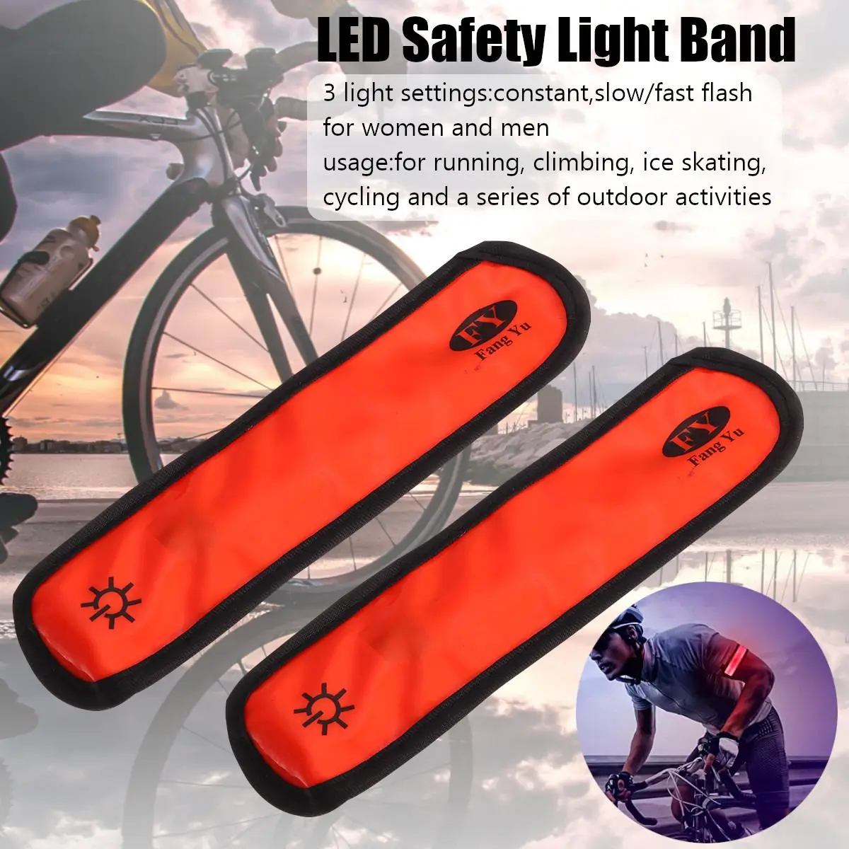 

2pcs LED Saftey Visible Flashing Jogging Cycling Armband Reflective for Band Arm Arm Belt Bike