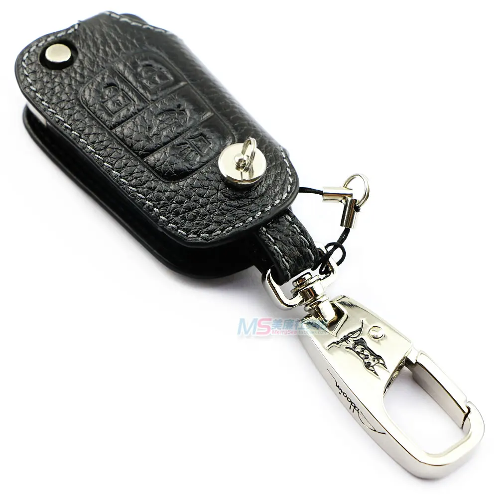 

Genuine Leather car Key Case for HOLDEN VF COMMODORE BARINA CRUZE TRAX Flip Key 4 Buttons black color keyring auto accessories