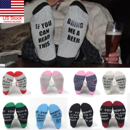 

Men Women Unisex Funny Socks If You Can Read This Bring Me A Glass Of Wine Socks
