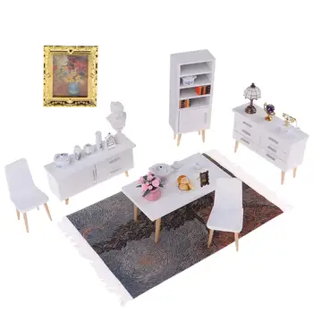 

1:12 Miniature Doll House Furniture Table Chair Cabinet Lamp Shelf Dollhouse Accessories Toys Gift for Children Toddler Kids