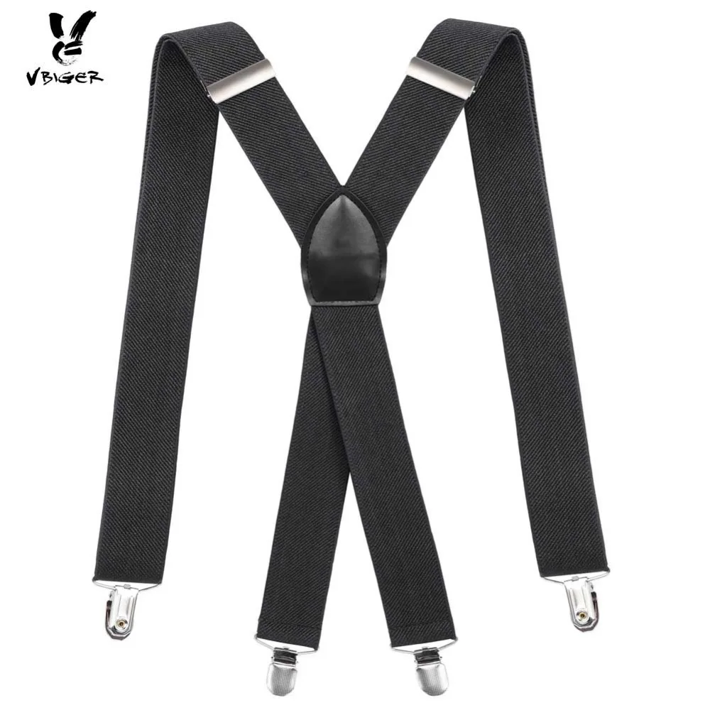 Vbiger Men Suspenders Braces Adjustable X Shape Style Elastic Braces