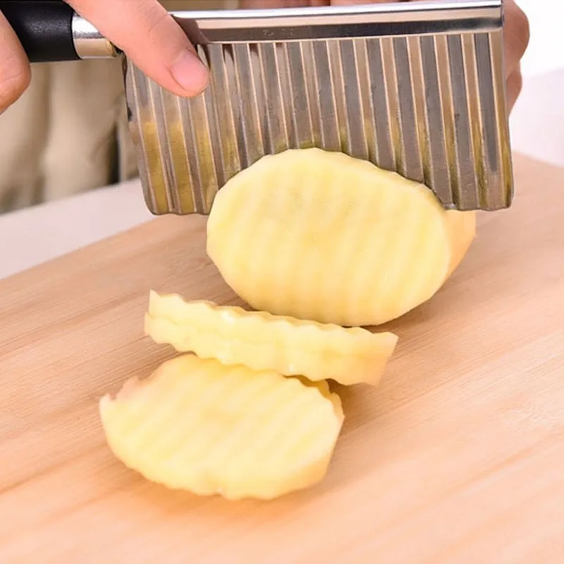 

Stainless Steel Potato Wavy Edged Slicer Knife Fruit Vegetable Cutter French Fries Making Cooking Tools