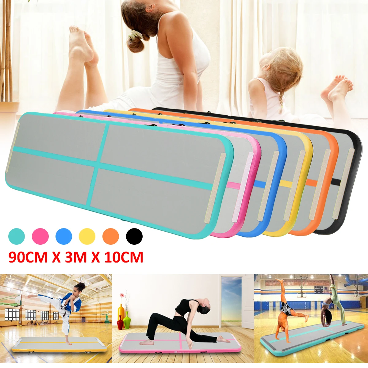 

Best Deal 0.9*3m Inflatable Tumble Track Trampoline Air Track Floor Home GYM Gymnastics Inflatable Air Tumbling Mat