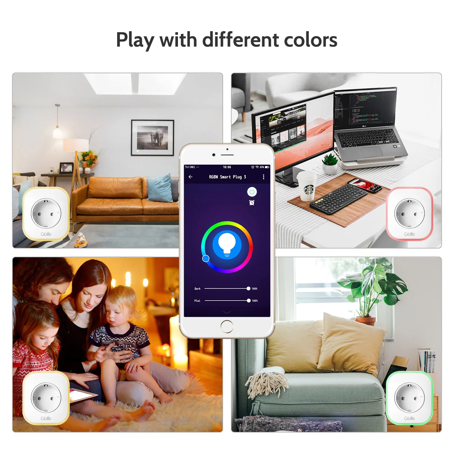 Gbtiger SA01 мини монитор питания WiFi розетка умный пульт дистанционного управления RGB