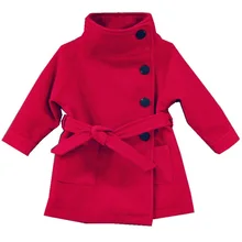Осенне-зимнее Детское пальто для девочек от 2 до 8 лет утепленное шерстяное Двустороннее пальто теплое пальто с высоким воротником