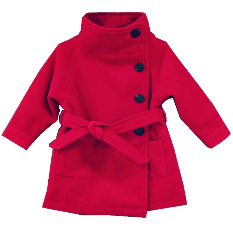 

2-8 years kids autumn and winter models girls coat Thicken Woolen cloth double-sided coat High collar warm coat