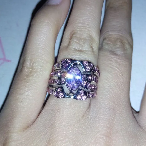 3 шт ювелирные изделия Bangtan кольцо набор Bague Свадебные драгоценные камни кольца
