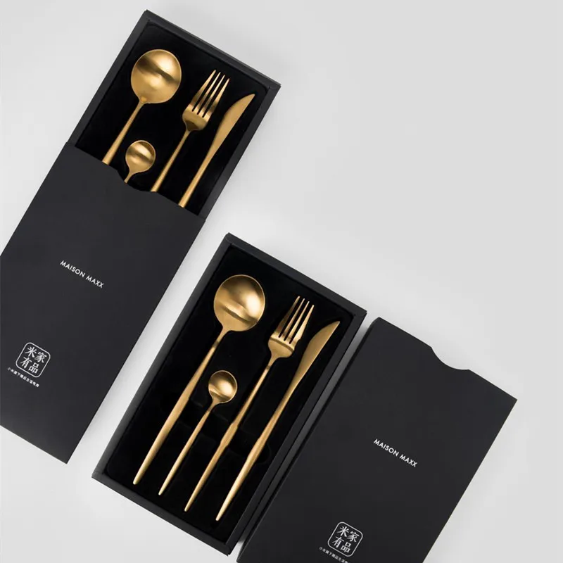 

4Pcs/Set Xiami Stainless Steel Cutlery Spoons Fork Knife Kitchen Vintage Metal Dessert Spoons Flatware Kitchen Accessories