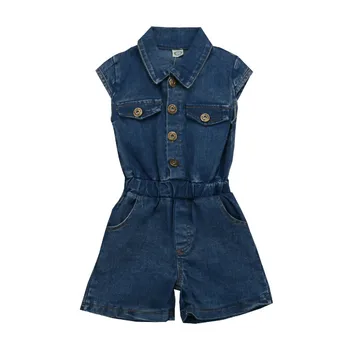 

2-7Y Fashion Toddler Kids Baby Girl Short Sleeve Denim Romper Jumpsuit Playsuit Overalls Summer Girls Clothes