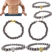 Магнитотерапия браслет потеря веса унисекс черный камень Slimmy здоровье браслет(Золотой