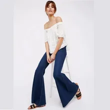 ZOUHIRC пикантные растяжения Высокая талия Flare Для женщин модные джинсы клеш узкие джинсовые осенние джинсы ретро Для женщин брюки