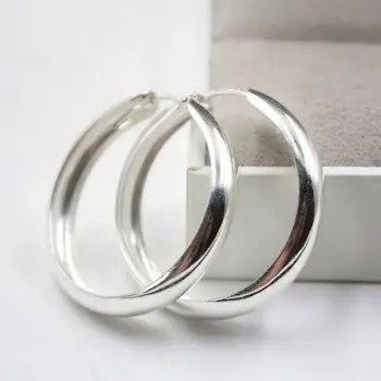 

New Arrival Pure S925 Sterling Silver Women's Smooth Hoop Earrings