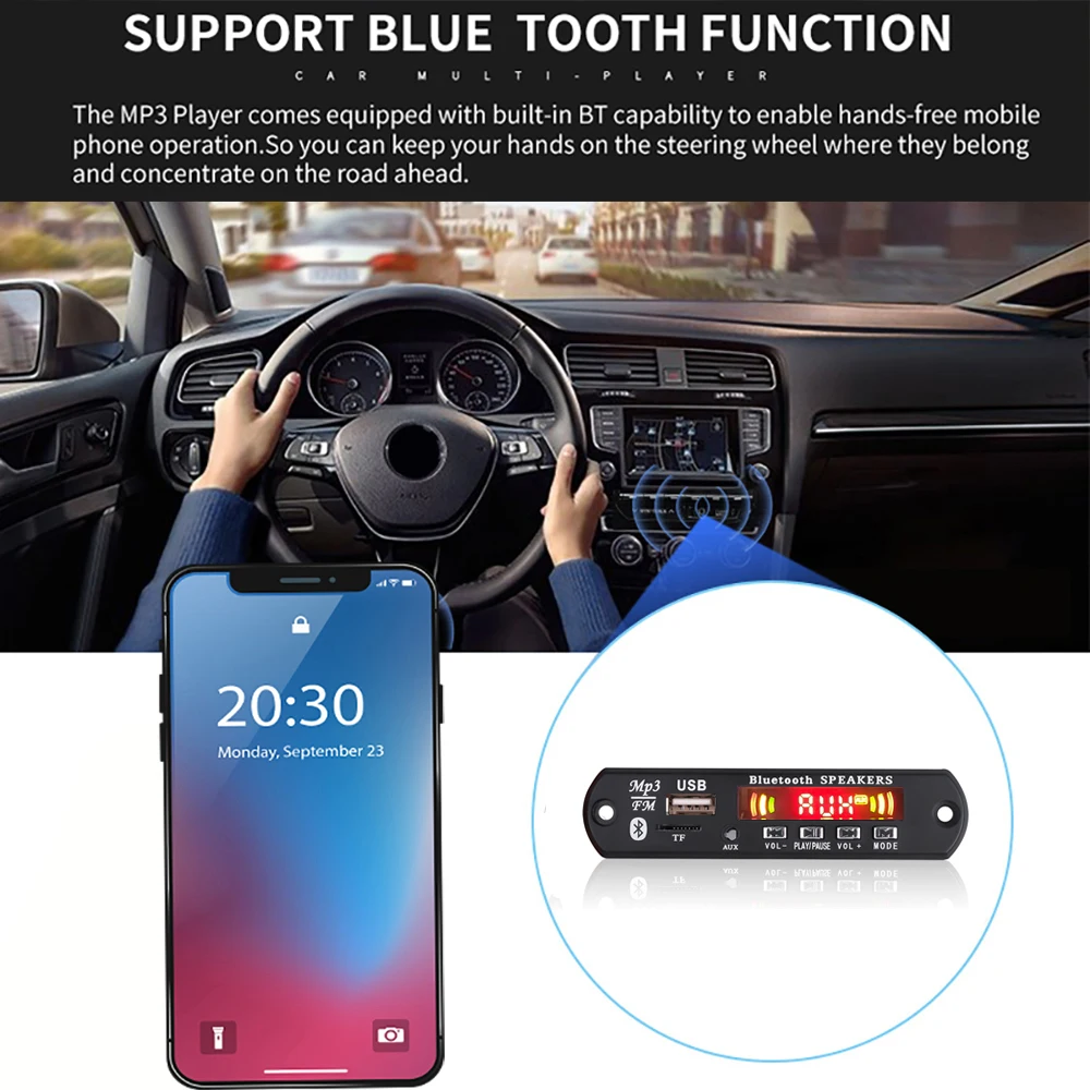 KEBIDU новый цветной экран Автомобильный MP3 WMA Bluetooth декодер плата с пультом