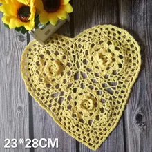 Vintage hecho a mano hueco ganchillo corazón encaje algodón Navidad Mesa manteles posavasos taza de cristal plato Mat Pad decoración de la Mesa