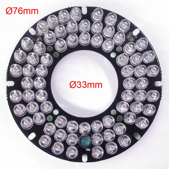 Infrared 72x (5mm) IR LED  board night vision for CCTV IP AHD CVBS camera PCB module (diameter outer : 76mm / inner 33mm) 1