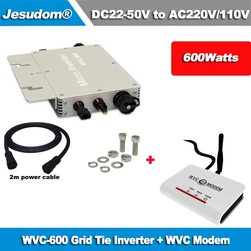 

Waterproof 600W MPPT Grid Tie Micro Inverter and WVC Modem Wireless Communication Function, 22-50VDC to AC110V/230V