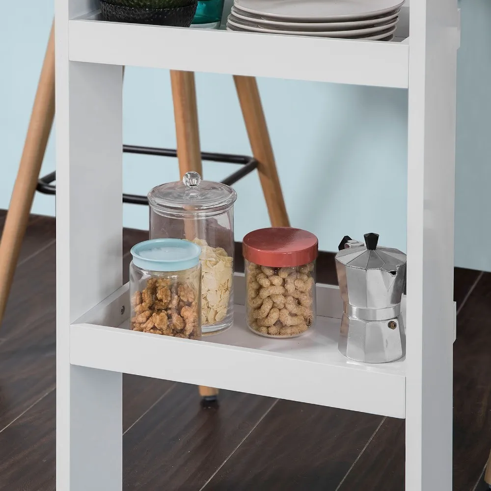 SoBuy FWT55 , Wall Mounted Kitchen Breakfast Bar Table Dining Table Coffee Bar with 2 Storage Shelves (Stool Not Included)