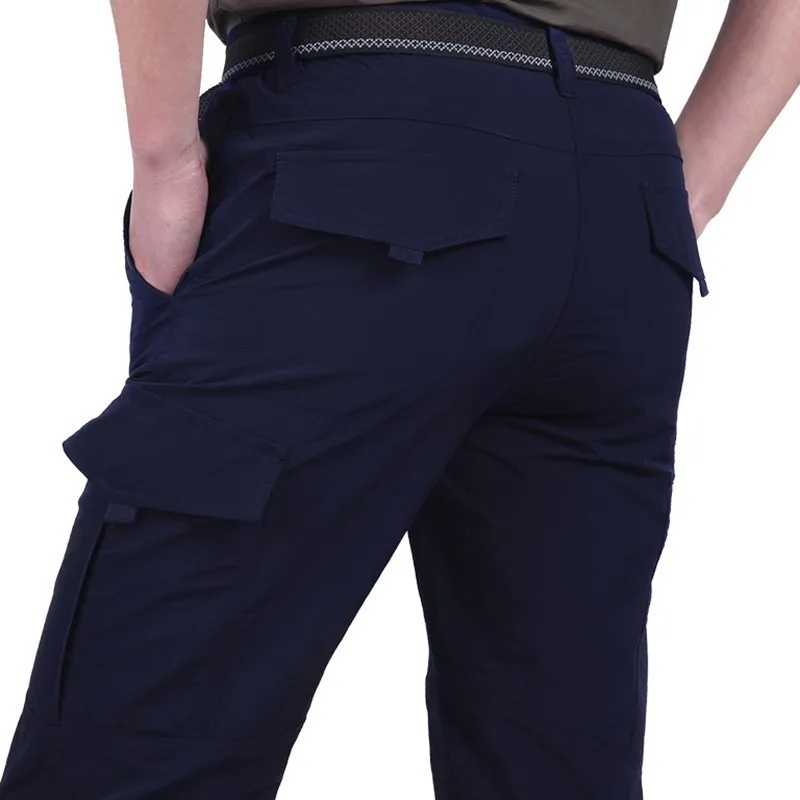 Большие размеры мужские уличные быстросохнущие свободные прямые брюки с нейлоновым поясом летние скалолазание спортивные тянущиеся быстросохнущие брюки комбинезоны