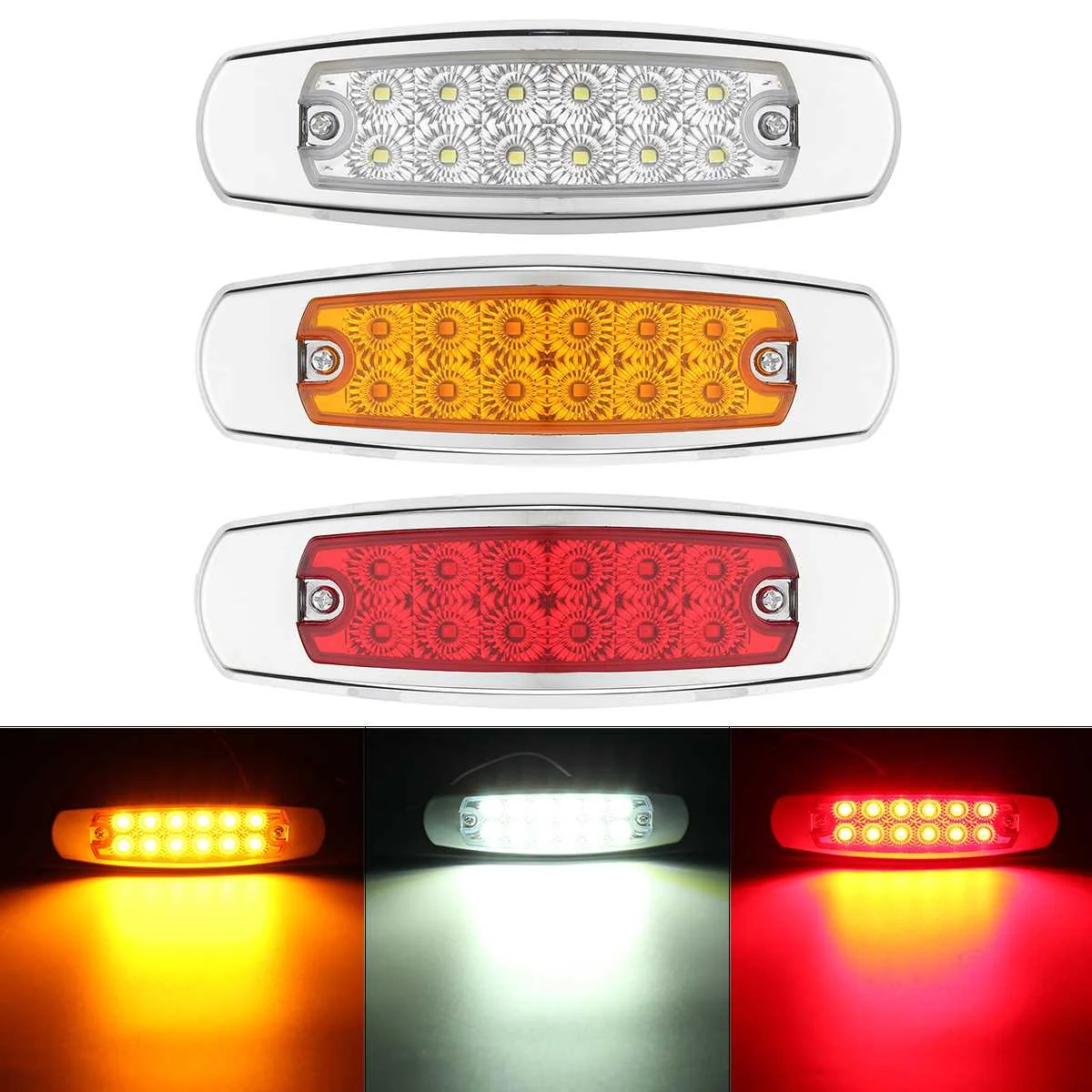 

LED Side Light Clearance Yellow Red White 12 LED Truck Trailer Lights For Peterbilt 24V