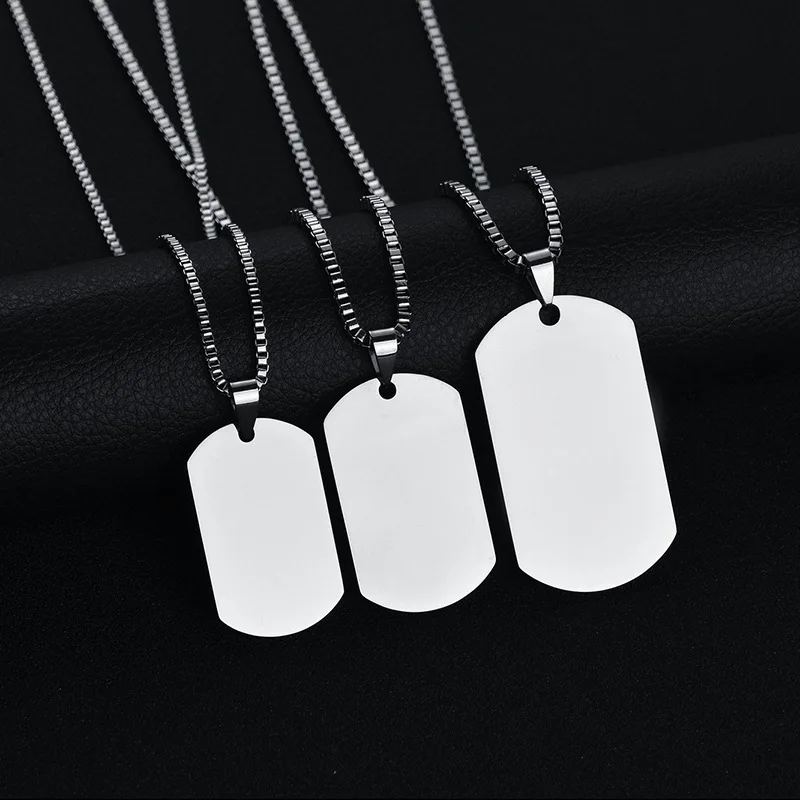

3 SIZE New Unique Mens Military Army Blank Stainless Steel Shaving Blade Pendant Dog Tags Chain Lover Best Friend Jewelry