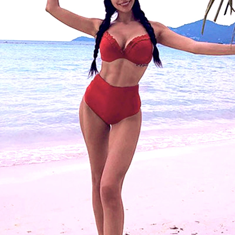 

Fashion Women Ladies red Bikini Bra Summer Bathing Suit padded Swimwear underwire Swimsuit