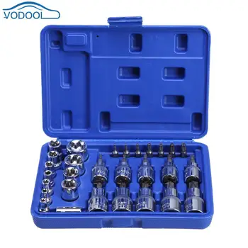 

29Pcs 1/4 3/8 1/2 Torx Star Socket Bit Set E & T Sockets With Torx Bit Wrench Repair Tools Adapter Car Repair Tool