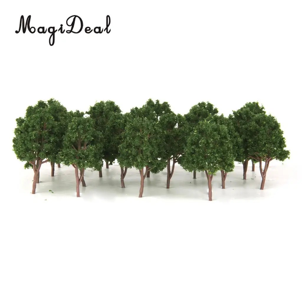 MagiDeal 20Pcs/Pack Dark Green Model Trees N Scale Train Park Railroad Railway Layout Wargame Scenery Scene Diorama Toys 7.5cm 4