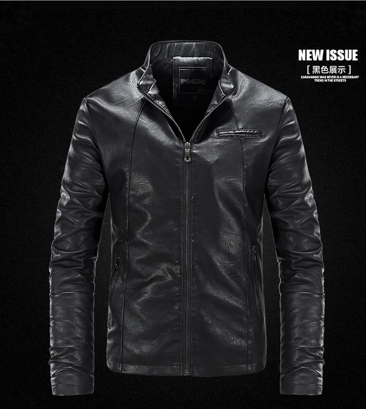 

2019 Spring and Summer Men's Slim Jacket Youth PU Leather Men's Jacket Spring and Autumn Thin Section Motorcycle Jacket