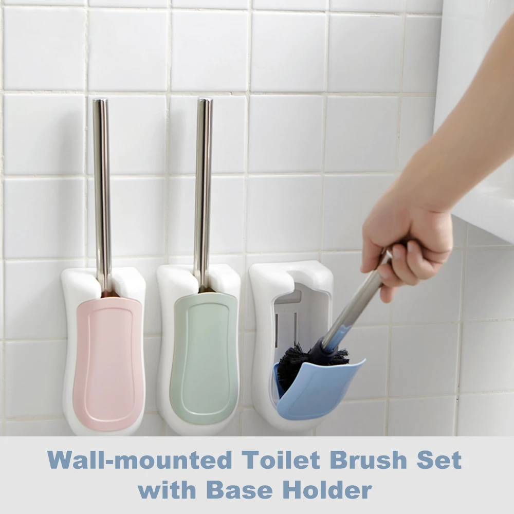 Wall mounted Household Toilet Brush Set Stainless Steel Handle with