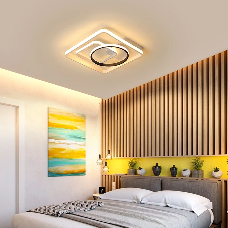 DAR Square Ceiling Lamp Modern Led Acrylic Shade Living Room Fixture Bedroom Kitchen Surface Mounted Aluminum Body Light | Освещение