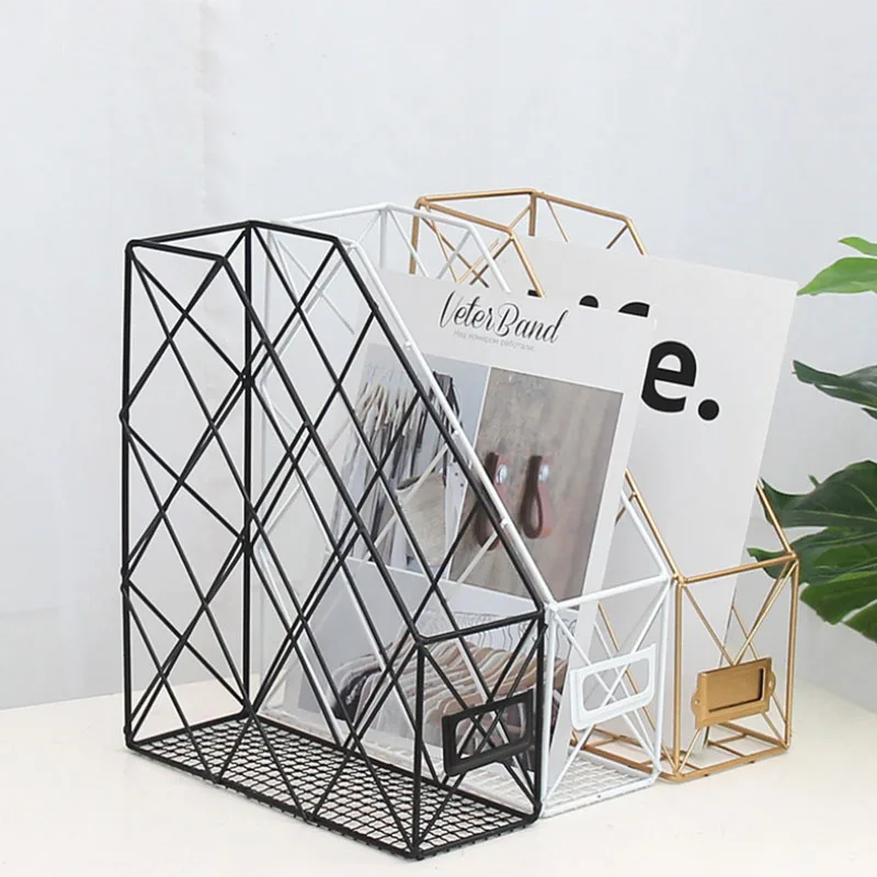 

Hot Nordic Wrought Iron Storage Rack Desktop File Book Storage Box Organizer Office Desk Study Bedroom Creative Shelf Rack