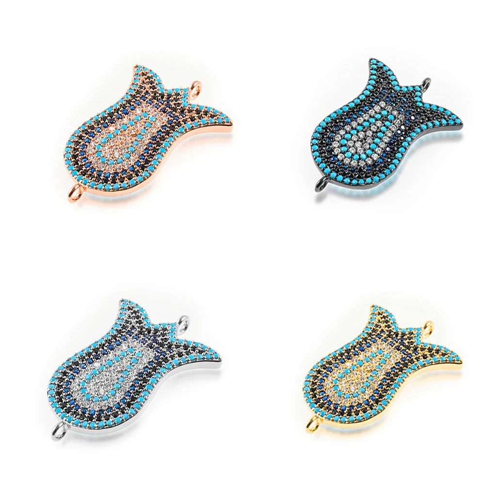 

1.1*0.8in High Quality Brass Cubic Zirconia Jewelry Bracelet Accessories Diy Necklace Making Connector Flower Precision Inlay
