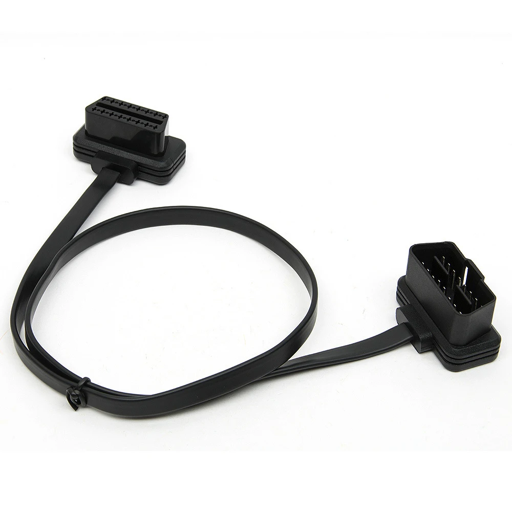

Naew Car OBD2 Extension Cable 60cm Connector Car Adapter Cable Male To Female Connector Elbow Flat Cable ODBII Extension Cord