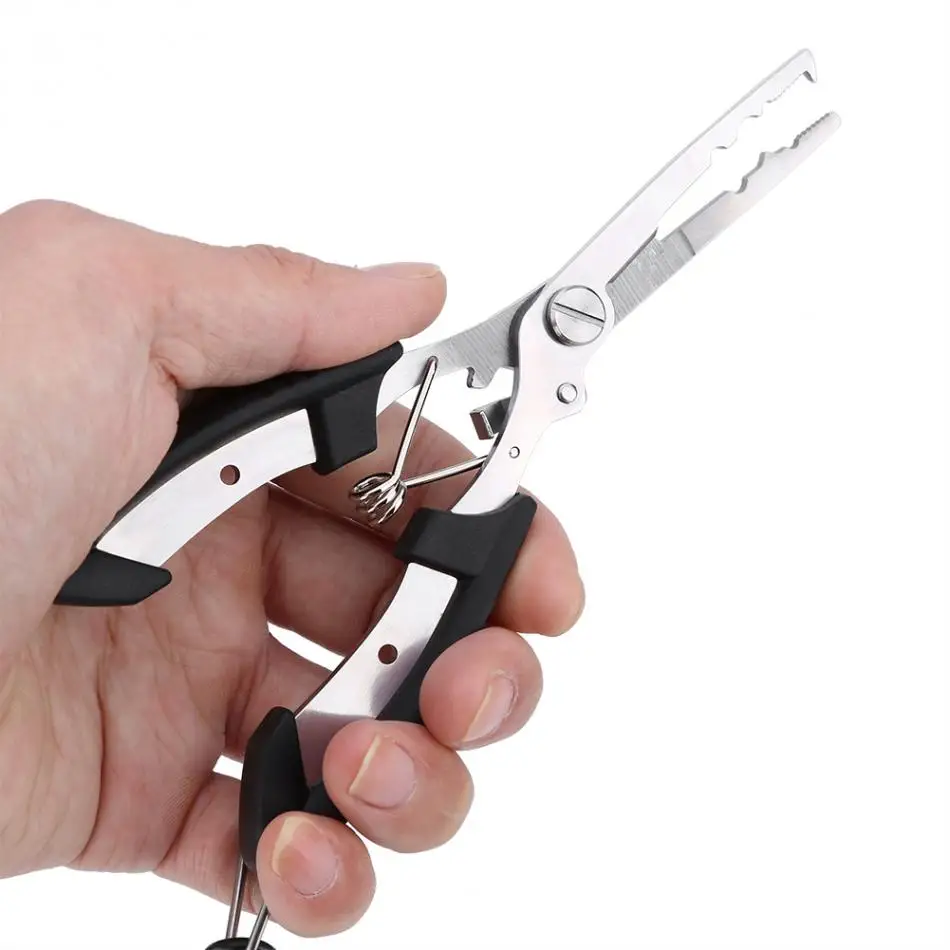 

Practical Fish Hook Remover Stainless Steel Fishing Pliers Scissors Line Cutter Remove Hook Tackle Tools With Lanyard