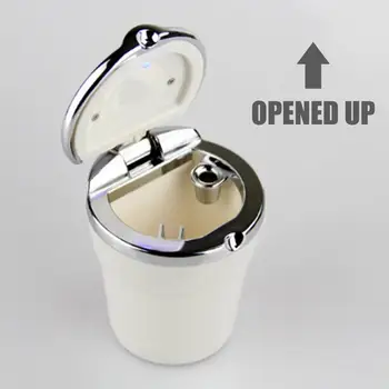 

Car Cigarette Ashtray With Blue LED Light Indicator Portable Bling Smokeless Cylinder Cup Holder For Universal Vehicles