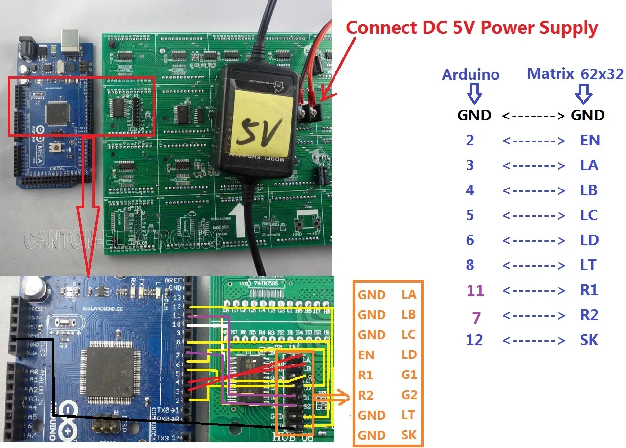Предоставьте UNO MEGA2560 код 64x32 точечная Матрица LED для Arduino AVR MCU diy рождественские