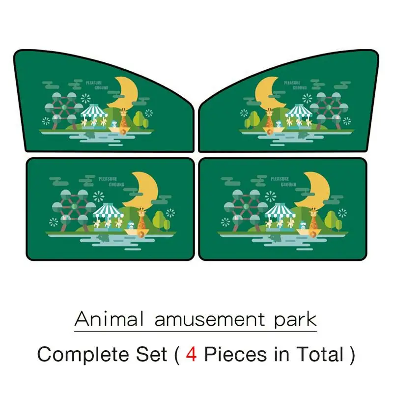 

Car Sunshade Green Cartoon Magnetic Auto Side Window Sunscreen UV Prevention Children Protector Folding Shading Curtain Accesso