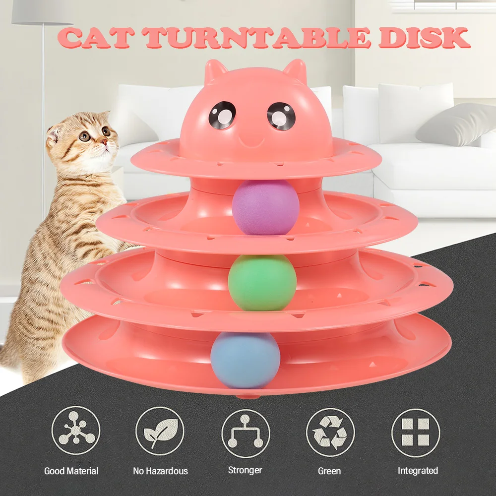 

Cat toys3 Layers Cat Track Toy Tower Track Toy Interactive Trilaminar Turntable Plastic Crazy Ball Disk Toys for Kitten Cats