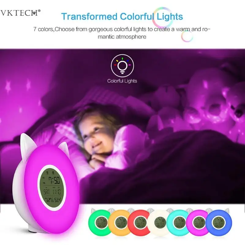 

Wake Up Light Alarm Clock Sunrise/Sunset LED Digital Alarm Clock with FM Radio 7 Colors Light Sounds Touch Control Home Decor