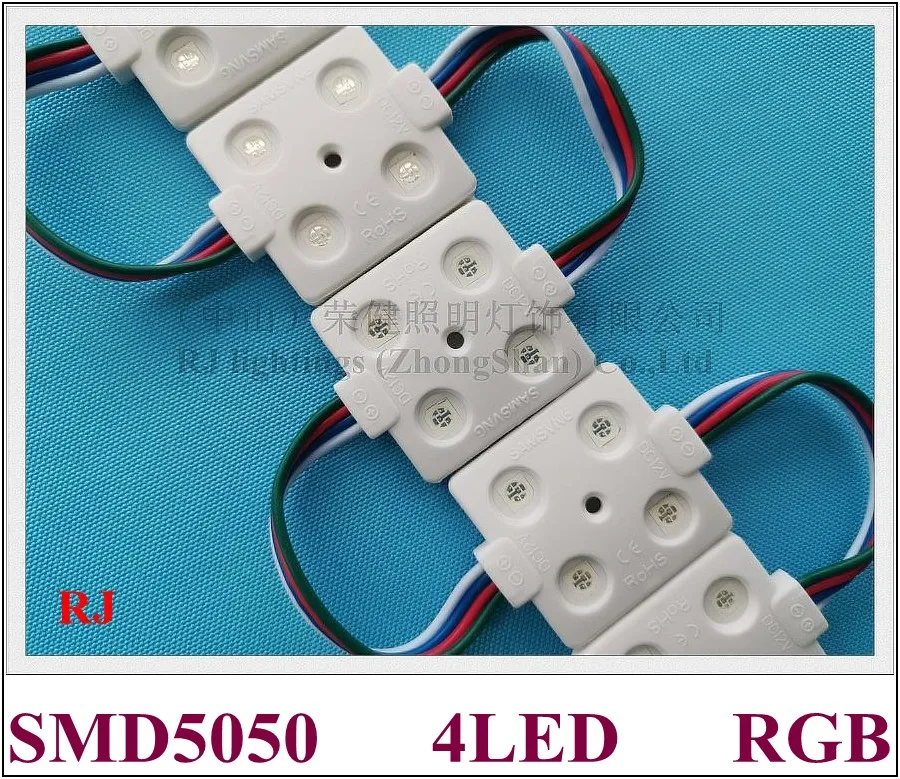 SMD 5050 RGB светодиодный светильник модуль впрыска Светодиодный модуль DC12V 36 мм* 36 мм* 6 мм SMD5050 4 светодиодный 0,96 Вт 80lm RGB CE ROHS