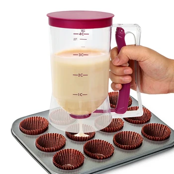 900ml Batter Flour Paste Dispenser For Cupcakes Cookie Cake Muffins Measuring Cup Cream Speratator Pancake Batter Dispensers