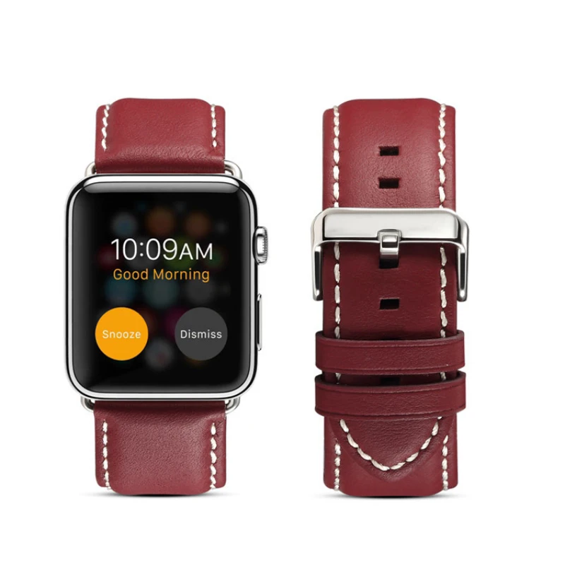 Браслет из натуральной кожи ремешок для Apple Watch 42 мм 38 44 40 сменный iWatch серии 5 4 3 2 1