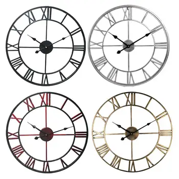 

Simple Living Room American Modern Loft Cafe Iron Pendant Clock Silent Retro 20 Inch Diameter Metal Roman Numerals