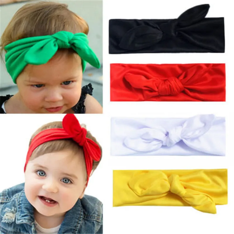 

Infant Headband Elastic Kid Baby Girl Solid Color Print Floral Hair Band Girls Bow-knot 4 Colors