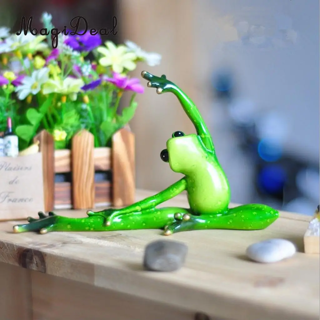 Ручной работы смолы 3D Йога фигурки лягушек статуи приборной панели автомобиля офисные настольные полки дисплей садовое растение бонсай Декор