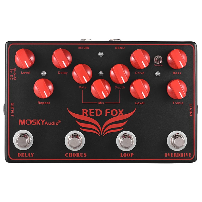 BMDT-MOSKY RED FOX 4-in-1 Electric Guitar Effects Pedal Delay + Chorus + Loop + Overdrive Guitar Pedal Guitar Accessories BMDT-MOSKY RED FOX 4-in-1 Electric Guitar Effects Pedal Delay + Chorus + Loop + Overdrive Guitar Pedal Guitar Accessories
