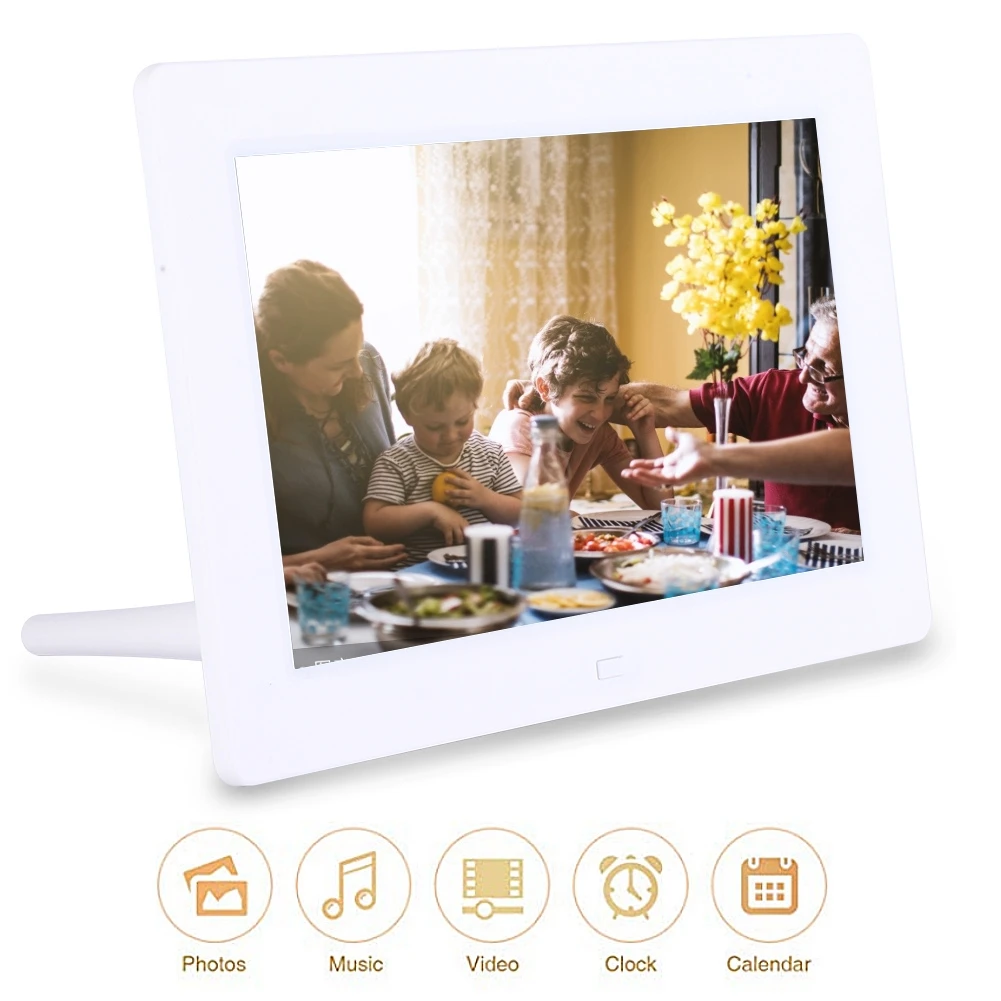 8Inch 1280*800 Digital Photo Picture Frame Alarm Clock Player Album Remote Control IPS Screen multiple utility function Bracket |