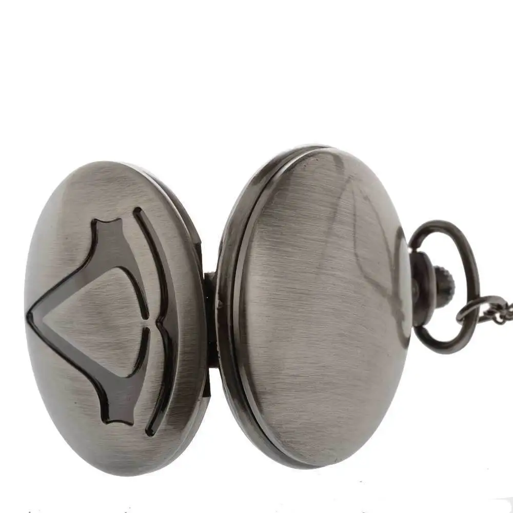 45mm Full Hunter Quartz Engraved Fob Retro Pendant Pocket Watch Chain Gift 5
