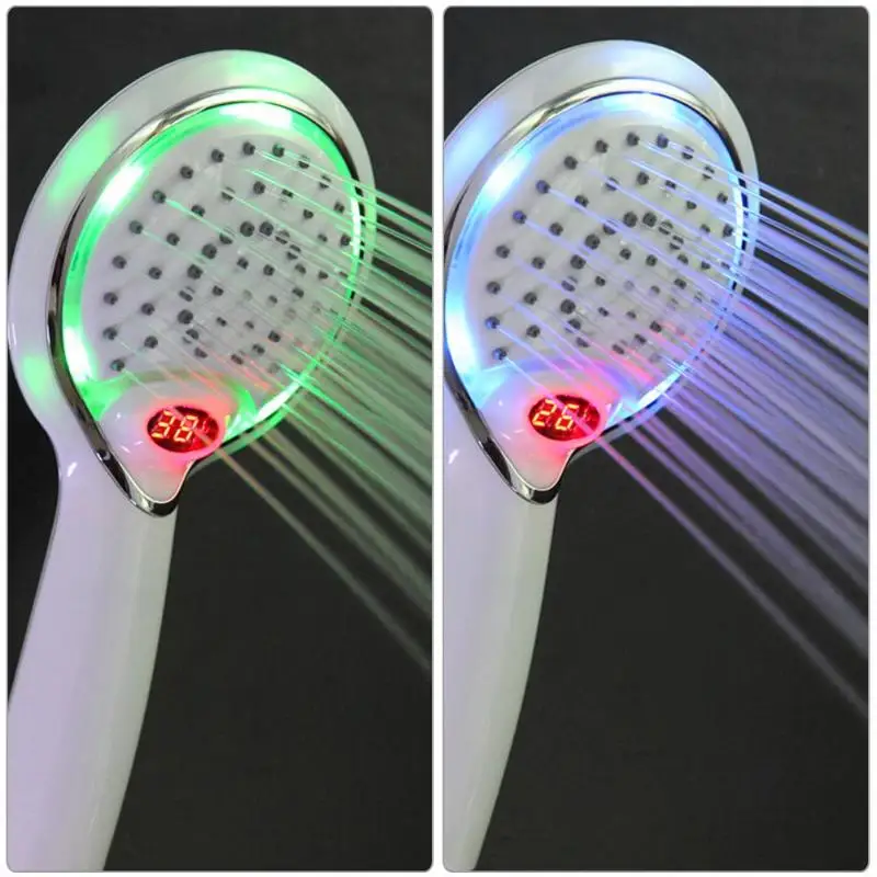 

LCD Hand Shower Led handheld Shower Head with Temperature Digital Display 3 Colors Change Water Powered led shower spray